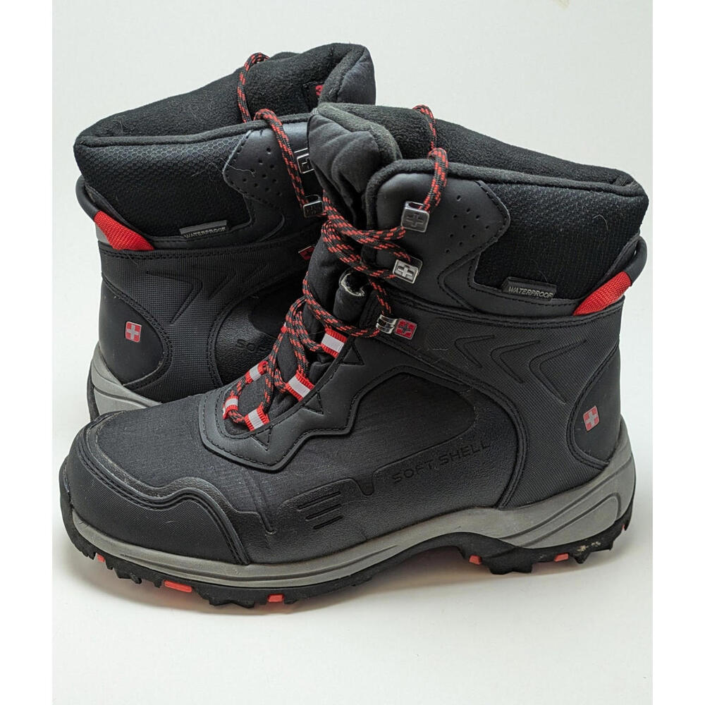 Mens Swiss Tech‎ Soft Shell Winter Black Red Hunting Work Boots 400g Size 8